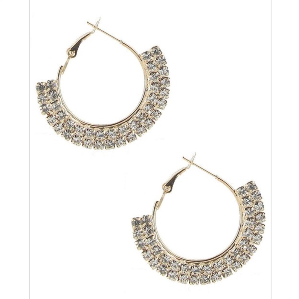 Gold Silver Rhinestone Hoops